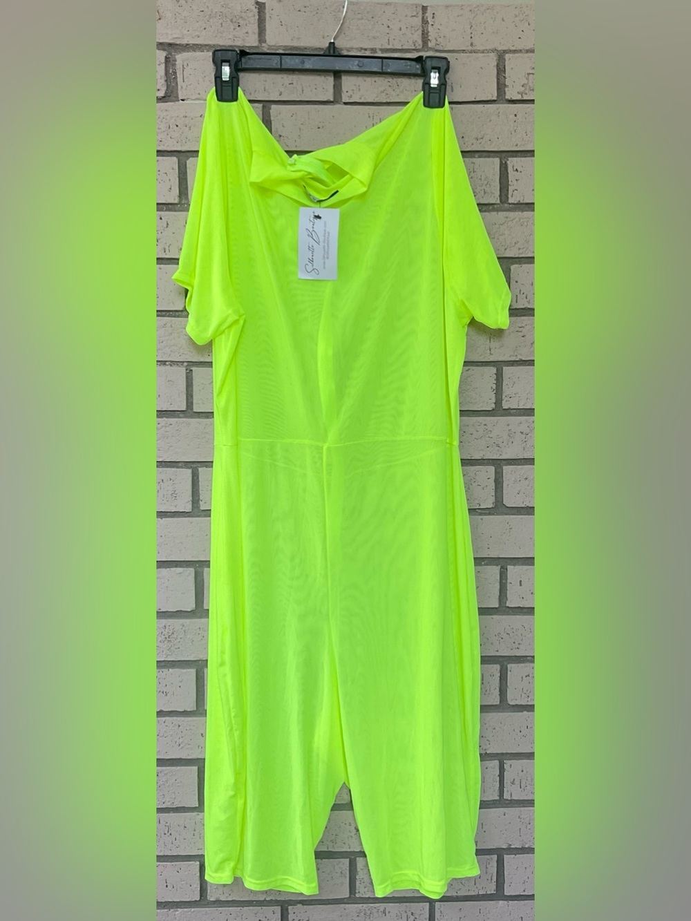 Neon Lime Short-Sleeve Tunic Jumpsuit